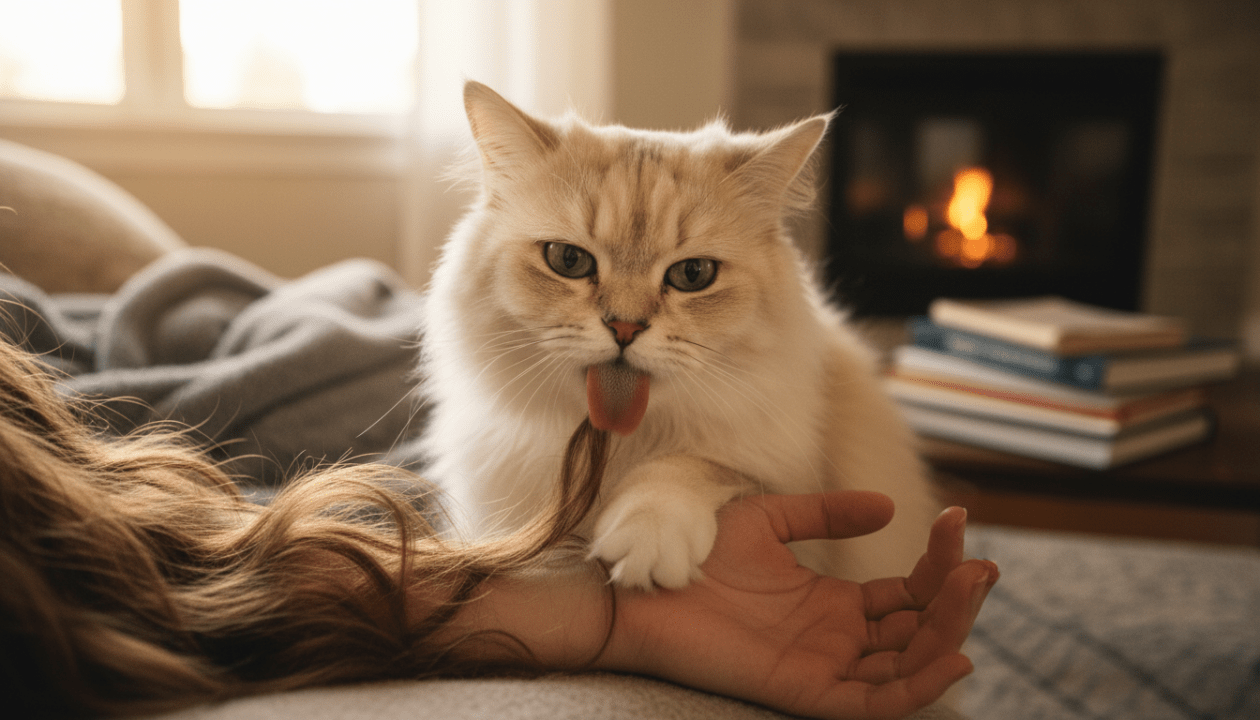 découvrez les raisons pour lesquelles votre chat vous lèche les cheveux ou les mains, un comportement affectueux et plein de signification.